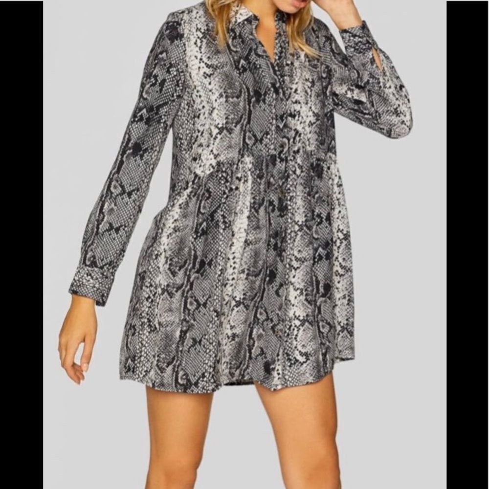 Stradivarius snakeskin print shirt tunic mini dress M